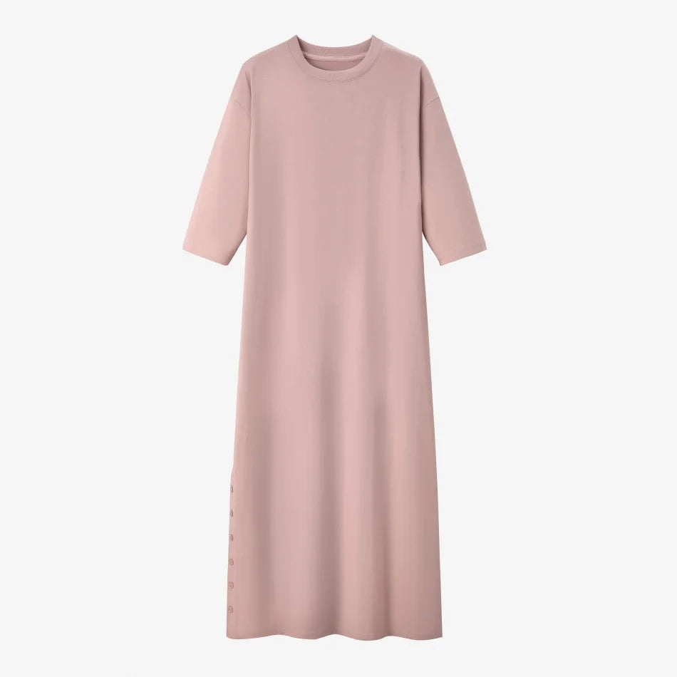 pink Color Women’s Oversized Knit Dress Set – Casual A-Line Style