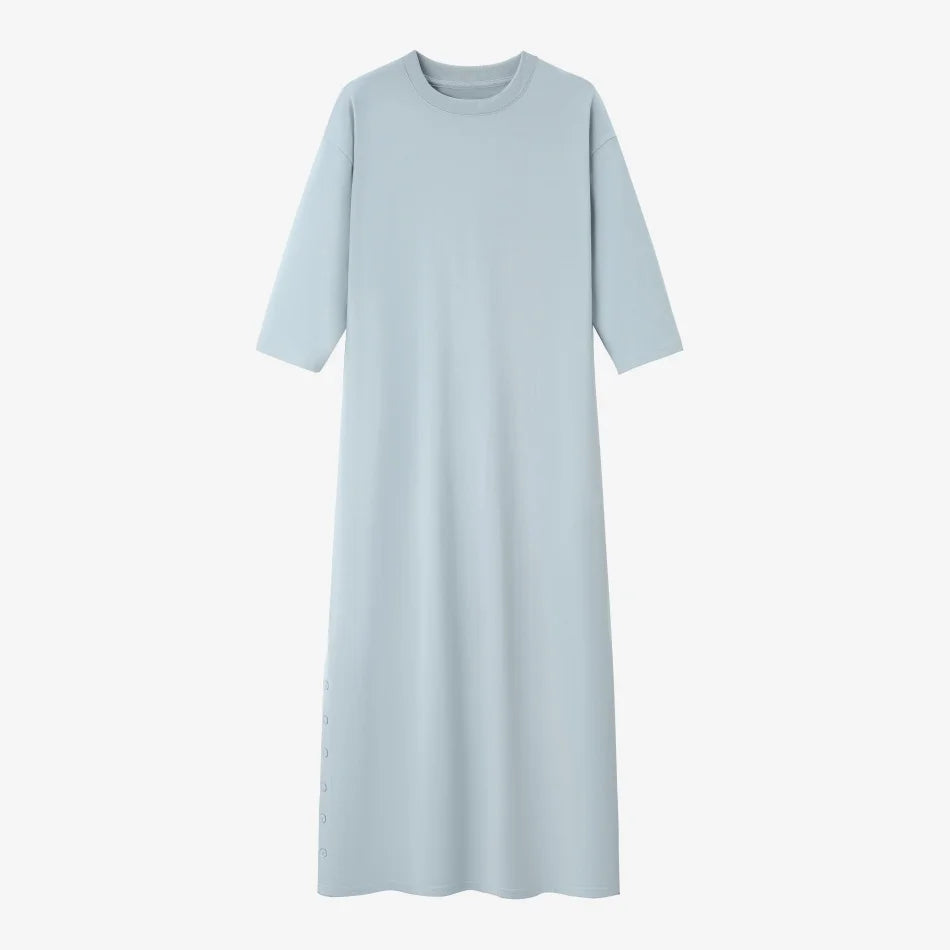 blue Color Women’s Oversized Knit Dress Set – Casual A-Line Style