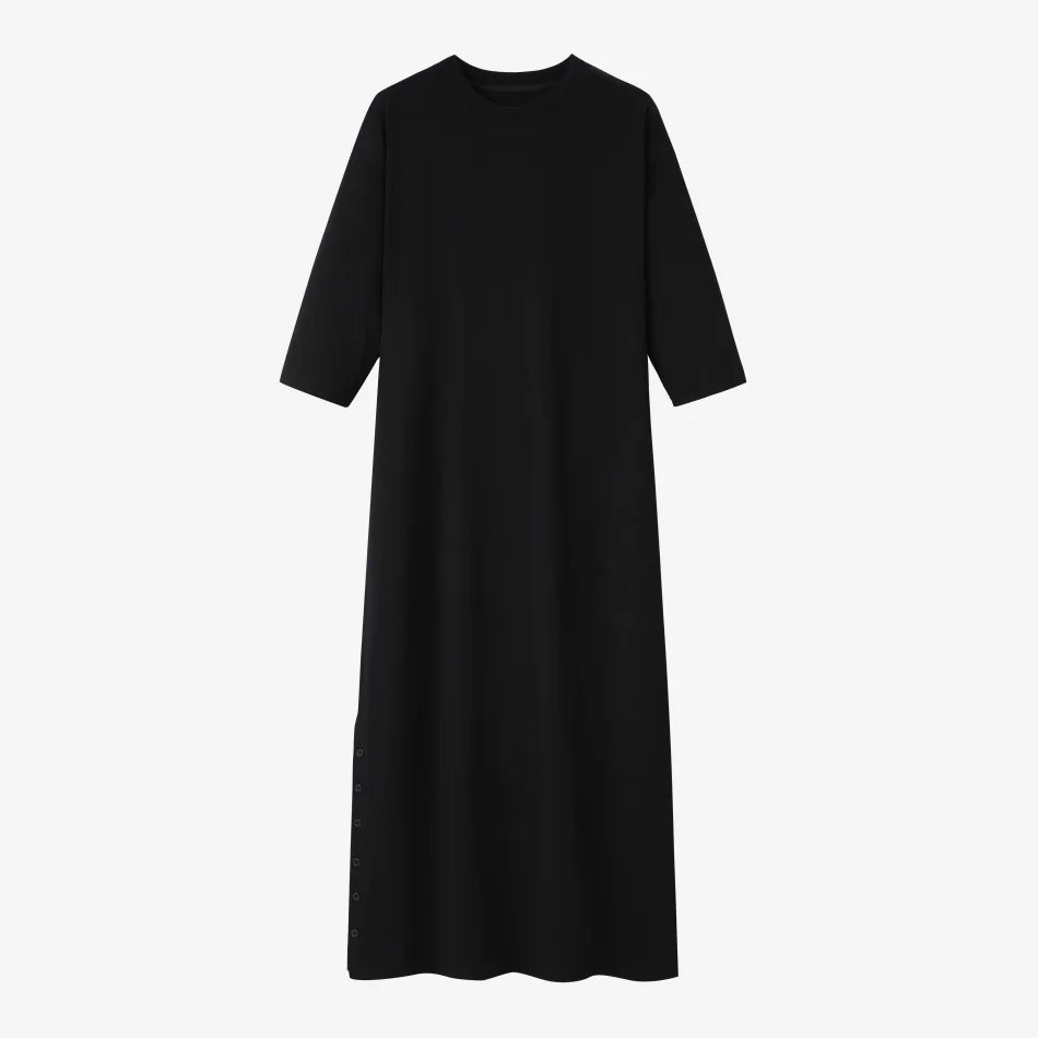 black Color Women’s Oversized Knit Dress Set – Casual A-Line Style