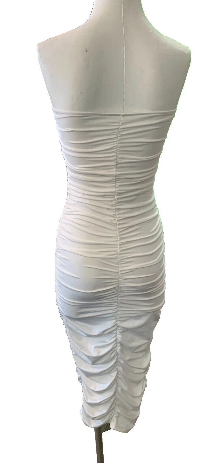 Women's Sexy Ruched Tight Strapless Sleeveless Bodycon Tube Maxi Long Club Dress
